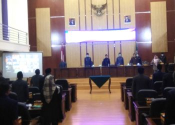 Rapat Paripurna Penyampaian Laporan Hasil Pembahasan Badan Anggaran DPRD Ciamis terhadap rancangan KUA dan PPAS APBD tahun anggaran 2021, Selasa (27/10/2020)