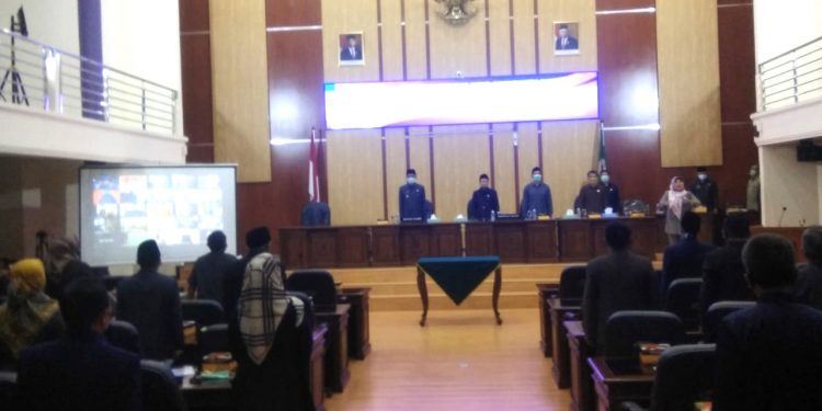 Rapat Paripurna Penyampaian Laporan Hasil Pembahasan Badan Anggaran DPRD Ciamis terhadap rancangan KUA dan PPAS APBD tahun anggaran 2021, Selasa (27/10/2020)