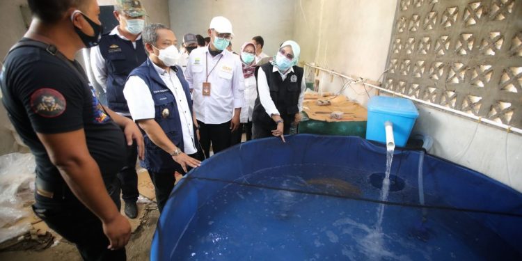Wakil Wali Kota Bandung Yana Mulyana, saat meninjau Sentra Ikan di Pasar Gedebage, Rabu (14/10/2020).