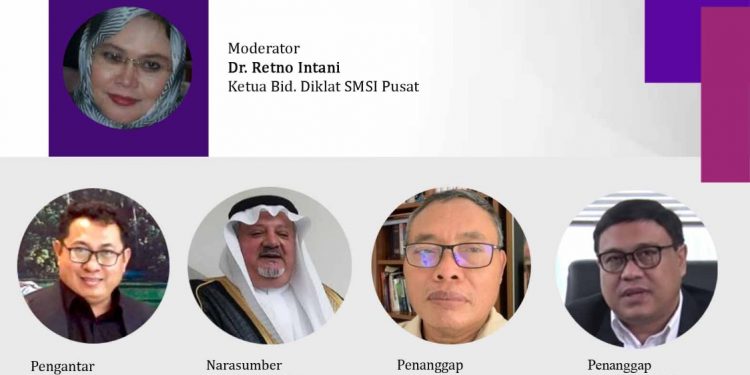 Acara dengan moderator Ketua Bidang Diklat SMSI Dr. Retno Intani itu juga dihadiri Ketua Umum SMSI Firdaus, Sekjen Muhammad Nasir dan Ketua Departemen Hubungan Luar Negeri, Aat Surya Safaat. (Foto: Istimewa).