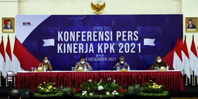 KPK RI menggelar konferensi pers Kinerja KPK 2021 sebagai bentuk pertanggungjawaban dan transfaransi public