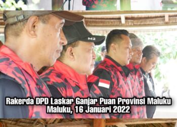 Teks foto: Pembagian SK kepada 11 DPC LPG se- Provinsi Maluku dirangkai dengan Rapat Kerja Daerah (Rakerda) DPD Laskar Ganjar – Puan Provinsi Maluku di Resto Beby Indah Beach di Jln Raya Suli, Tial Pulau Ambon, Minggu (16/1/2022). (Doc).