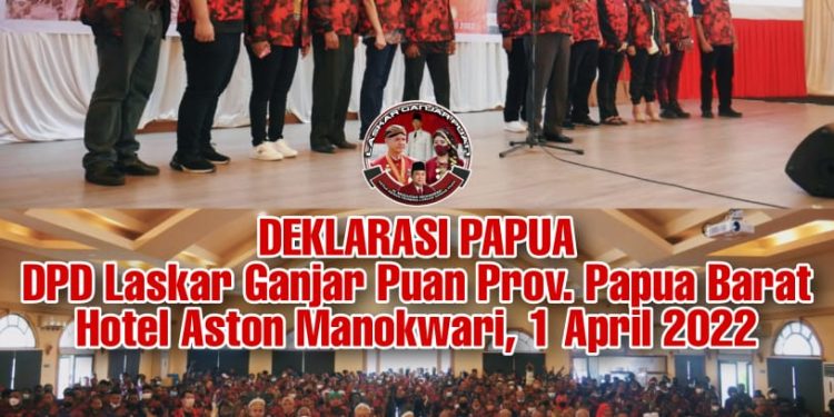 Teks foto: Ketua DPD LGP Papua Barat, Dominggus Mandacan saat memberikan sambutan dihadapan LGP Papua Barat dan menyematkan cinderamata ke Ketua Dewan Pembina LGP, H. Mochtar Mohamad. (Doc).