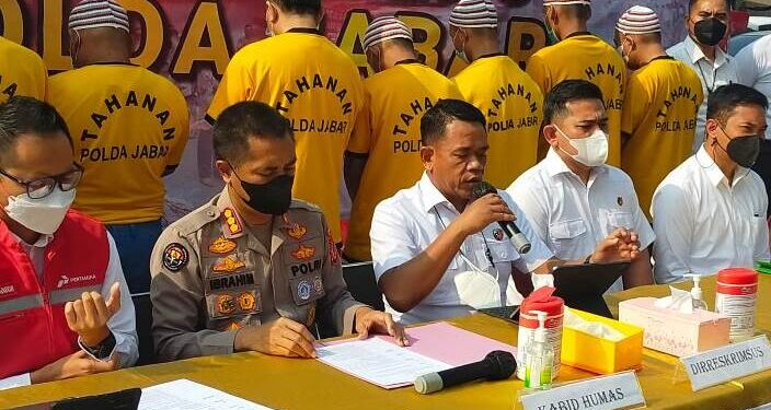 Direktorat Kriminal Khusus (Dirkimrus) Polda Jabar bongkar sindikat penyalah gunaan pengangkutan dan Liquefied Ptroleum Gas (LPG) subsidi se- Jawa Barat. /dok.photo ekpos