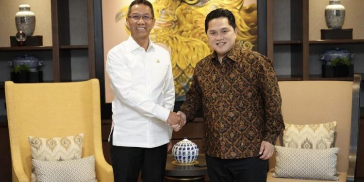 Menteri BUMN Erick Thohir dan Pj Gubernur DKI Jakarta Heru Budi Hartono