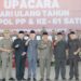 Kepala Dinas Satpol Pamong Praja Ade Apriandi (paling Kiri)  bersama Walikota dan Bupati  serta Wakil Gubernur Jawa Barat Uu Ruzhanul Ulum  pada Upacara Peringatan HUT ke-73 Satpol PP dan Satlinmas ke-61 di Gedung Budaya Sabilulungan, Kabupaten Bandung, Jumat (10/3/2023).(Foto: Biro Adpim Jabar)