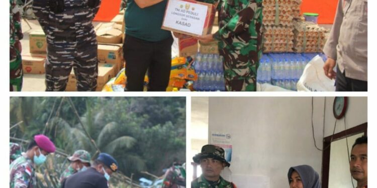 Teks foto: Kasiops Korem 033/WP, Kolonel Inf Mahmud saat menyerahkan bantuan sembako baik dari Kasad, Kodam I/BB dan Korem 033/WP Kepada Bupati Natuna, Wan Siswandi, Kamis (09/03/23). (Doc. Penrem 033/WP).