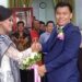 Teks foto: Tampak Kebahagian Mempelai Citra Sahara br Sibarani, A.Md  Arjuna Surya Simanjuntak, S.T. (Foto Harry A).