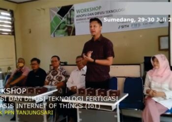 Workshop Adopsi & Difusi Teknologi Fertigasi Berbasis IoT di SMK PPN Tanjungsari Sumedang pada Sabtu-Minggu (29-30/7/2023).