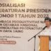 Penjabat Sekretaris Daerah Provinsi Jawa Barat Taufiq Budi Santoso memberikan sambutan dalam acara Sosialisasi Peraturan Presiden Republik Indonesia Nomor 1 Tahun 2023 tentang Lembaga Produktivitas Nasional dan Mendorong Percepatan Gerakan Nasional Peningkatan Produktivitas dan Daya Saing (GNP2DS) di Hotel Grand Tjokro, Kota Bandung, Kamis (5/10/2023).(Foto: Rizal Fs/Biro Adpim Jabar)