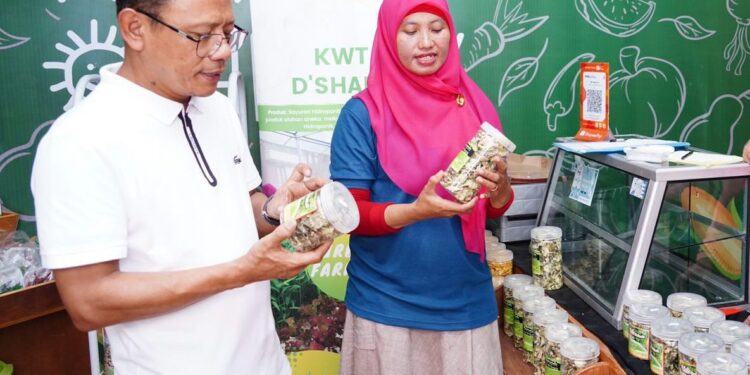 POTENSI-Hasil panen di Edufarm Malakasari tidak hanya berupa sayuran segar, tetapi juga menjadi berbagai olahan pasca panen, seperti keripik sayur dan minuman segar. (Foto Ist)