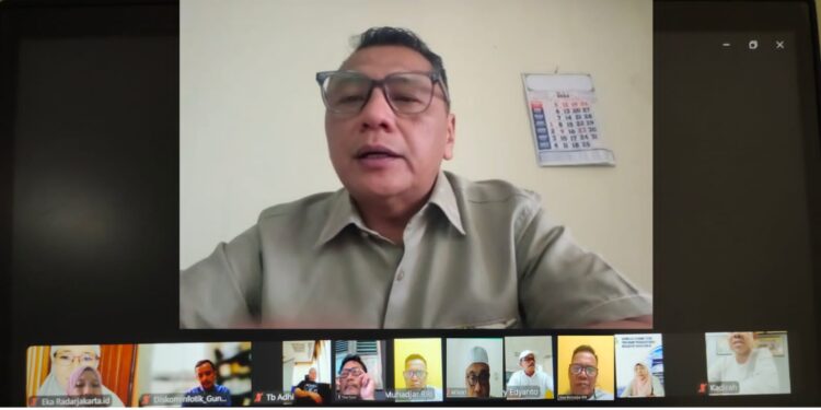 PWI JAYA GELAR MHT AWARD-Ketua PWI Jaya, Kesit Budi Handoyo, saat Zoom meeting, rapat virtual Panpel MHT Award dengan Diskominfotik Pemprov Daerah Khusus Jakarta. (Foto Humas).
