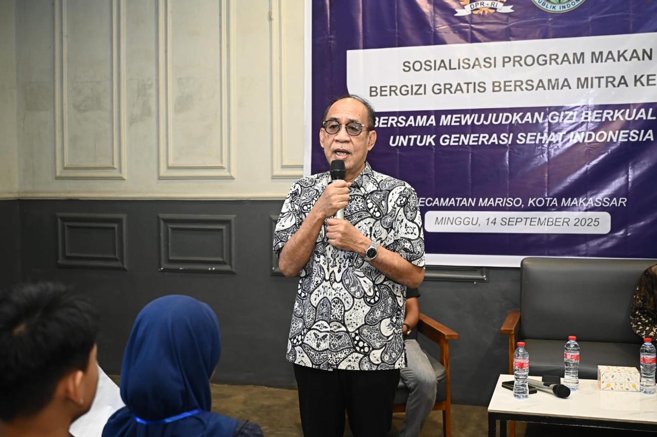 Anggota Komisi IX DPR RI Ashabul Kahfi, perwakilan Badan Gizi Nasional Adib Alfikry, Dosen UIN Alauddin Makassar Syamsul Tomar sosialisasikan program makan bergizi gratis