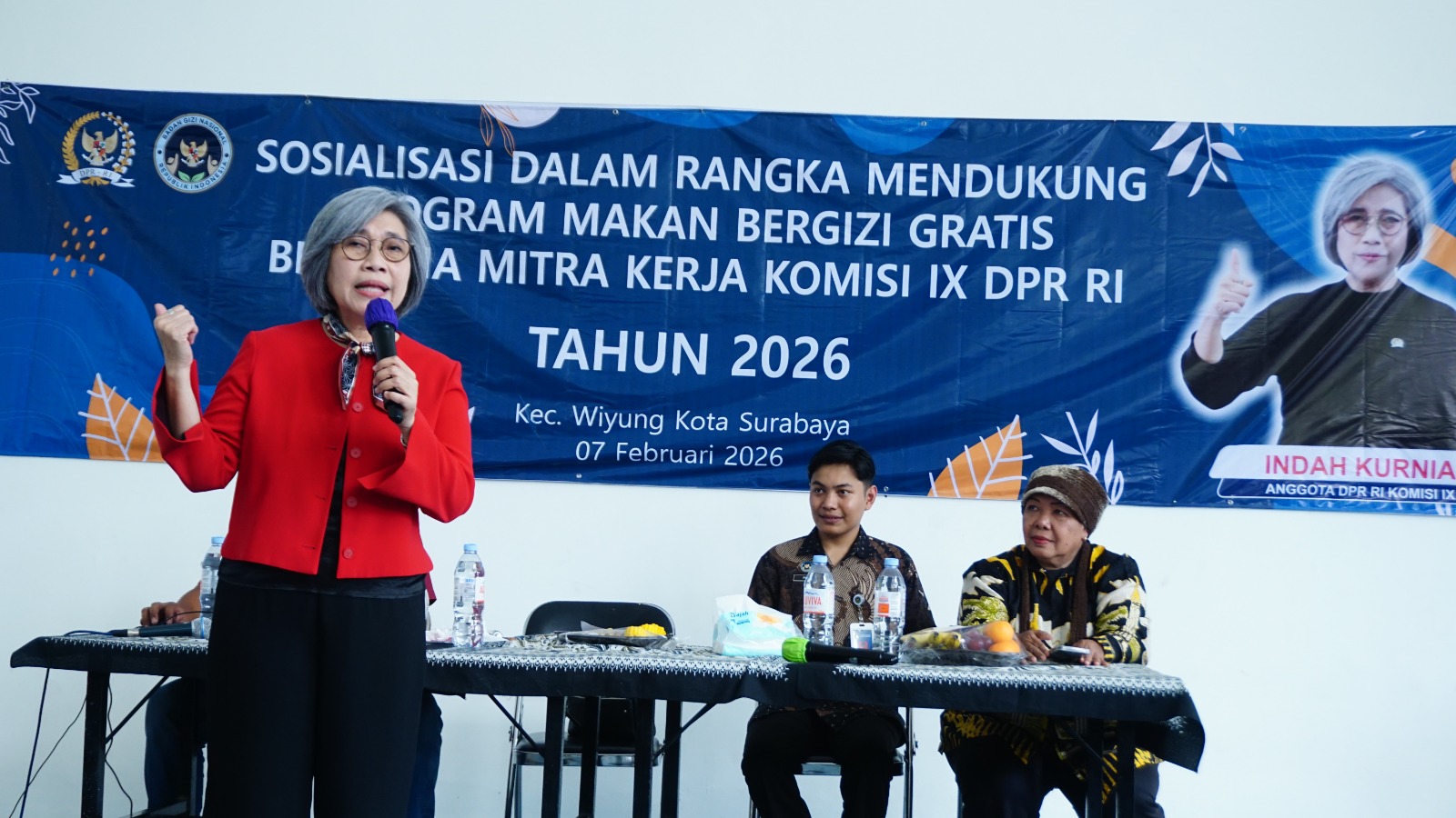 Sosialisasi program MBG di Gedung Balas Klumprik, Kec. Wiyung, Kota Surabaya.