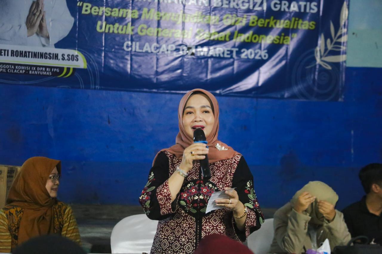 Teti Rohatiningsih sosialisasi program MBG di GOR Garuda Wanareja, Kabupaten Cilacap, Jawa Tengah