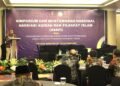 Ketua Umum ASAFI, Prof. Dr. Kholid Al Walid,M.Ag saat memberi sambutan pada Simposium dan munas ASAFI 2026 di Hotel Ibis, Bandung-Jawa Barat, Kamis, (22/10)/Foto Bedanews.com